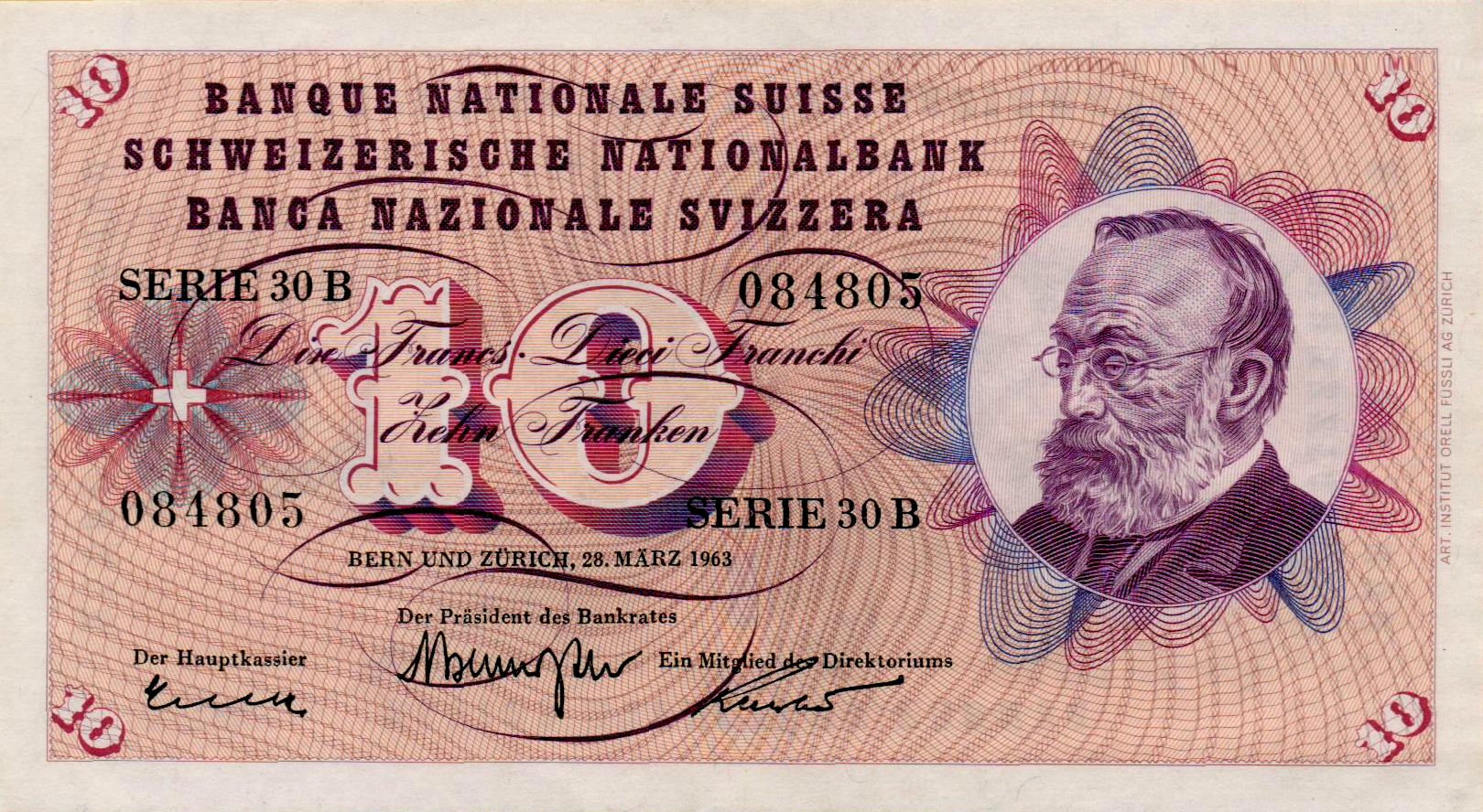 Switzerland 10 1963 UNC- P-45/h2